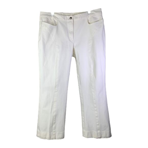 ESCADA Pants Womens Sz 12 Creamy White Straight Leg Cotton Jean Mid-Rise Stretch